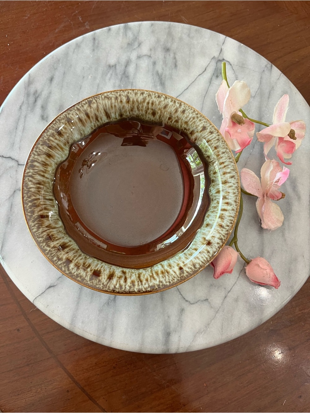 6-Set VTG Canonsburg USA Pottery Brown Drip Glaze w Green 6.25” Ironstone Bowls